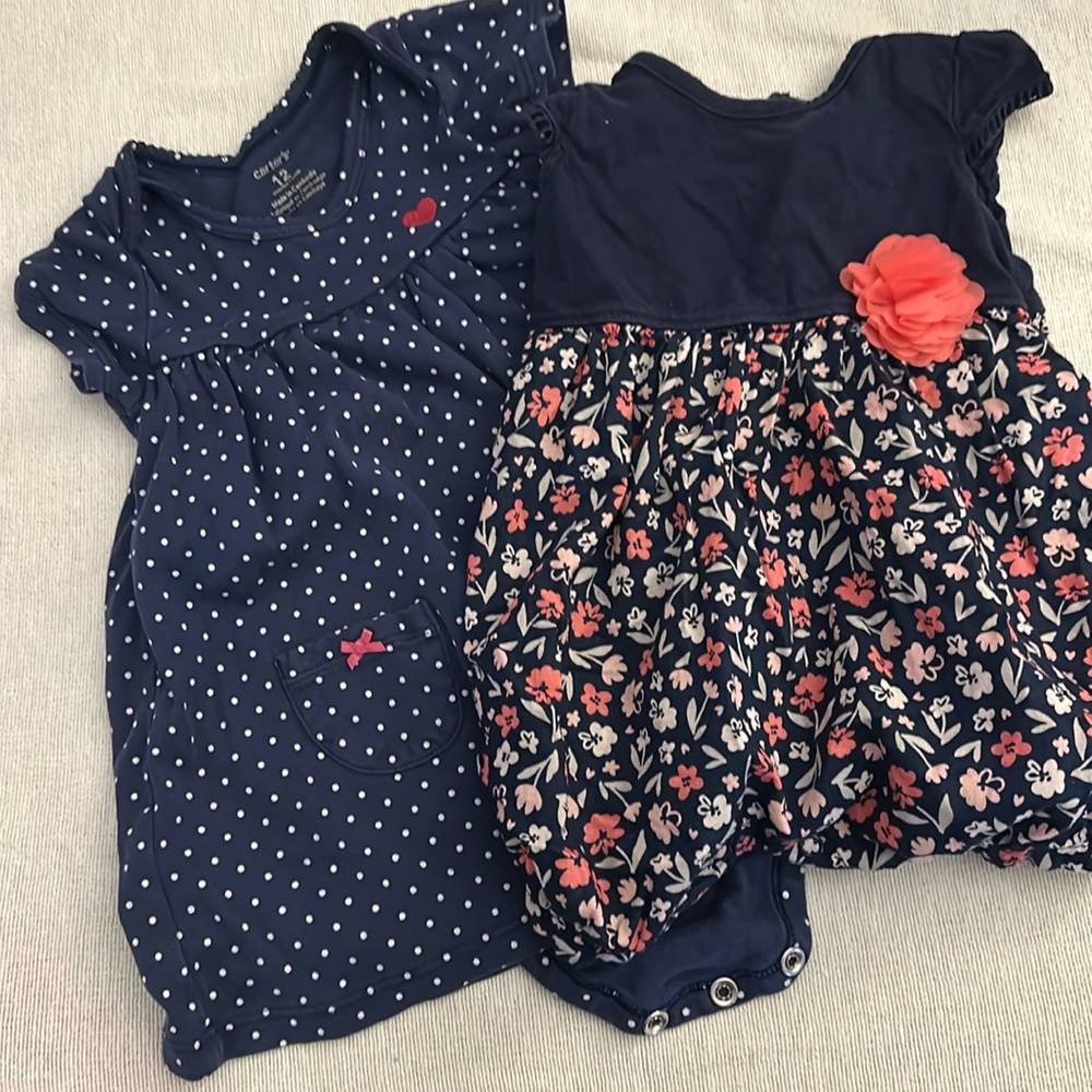 Navy Blue Dress 12 month Romper 6 month